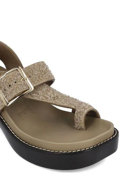 Loewe Khaki Open Toe Sandals