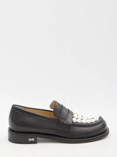Mach&mach Mach & Mach Moccasin Flat Shoes With Pearl Embellishment