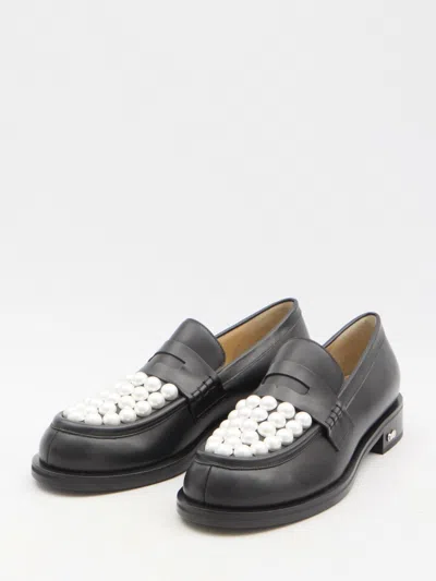 Mach&mach Mach & Mach Moccasin Flat Shoes With Pearl Embellishment
