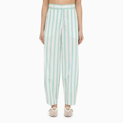 Margaux Lonnberg Striped Cotton Trousers For Women In Green