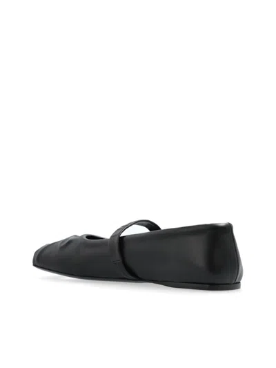 Marni Black Ballerinas With Embossed Bow Detail On The Front In Leather Woman