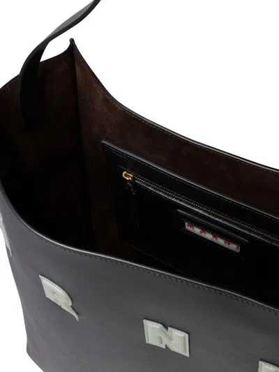 Marni Women Black Leather Small Museo Shoulder Bag