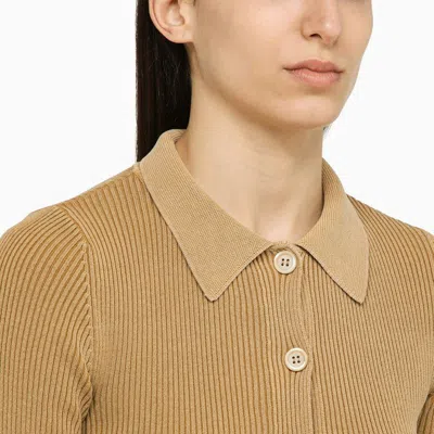 Our Legacy Sand-coloured Ribbed Cotton Cardigan