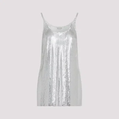 Rabanne Metallic Sleeveless Top With Spaghetti Straps And Chainmail In Tech Fabric Woman
