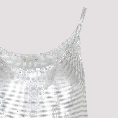 Rabanne Metallic Sleeveless Top With Spaghetti Straps And Chainmail In Tech Fabric Woman