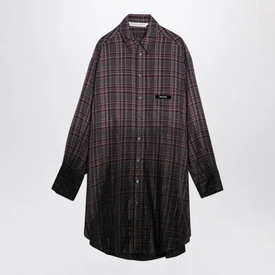 Palm Angels Checkered Chemisier Dress With Logo