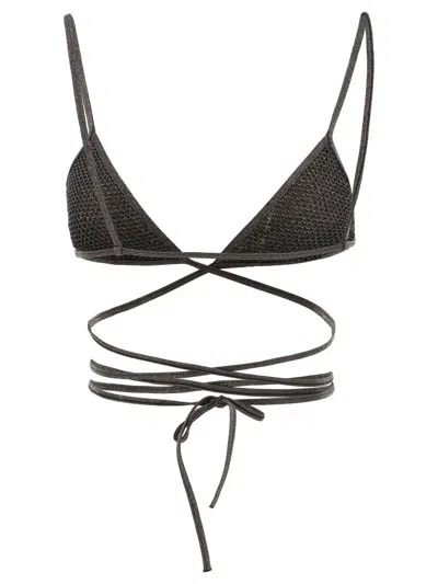 Palm Angels B Lurex Criss-cross Triangle Bikini Top