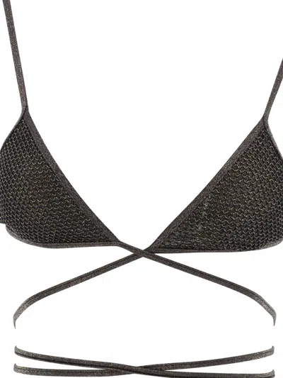 Palm Angels B Lurex Criss-cross Triangle Bikini Top
