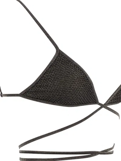 Palm Angels B Lurex Criss-cross Triangle Bikini Top