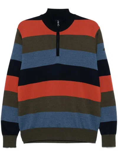 Paul & Shark Striped Half Zip Wool Sweater