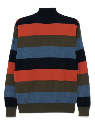 Paul & Shark Striped Half Zip Wool Sweater