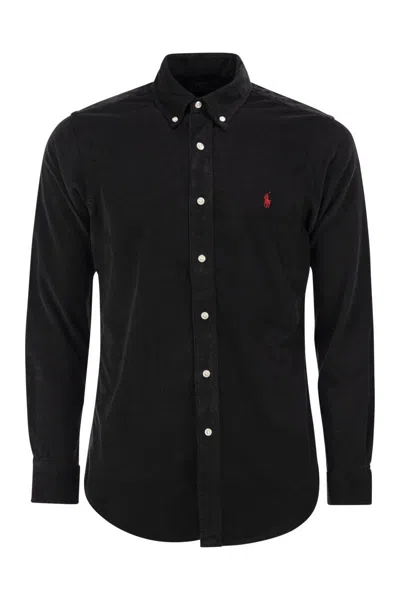 Polo Ralph Lauren Black Shirt With Pony Embroidery In Black
