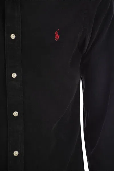 Polo Ralph Lauren Black Shirt With Pony Embroidery In Black