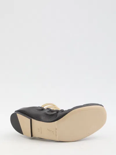 René Caovilla Juniper 10 Lambskin Serpent Detail Ballerinas In Black