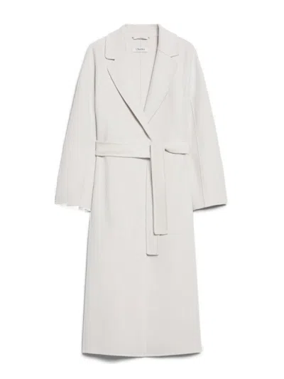 's Max Mara Esturia Light Grey Coat With Matching Belt In Wool Woman
