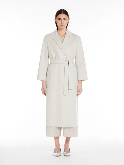 's Max Mara Esturia Light Grey Coat With Matching Belt In Wool Woman