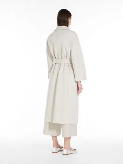 's Max Mara Esturia Light Grey Coat With Matching Belt In Wool Woman