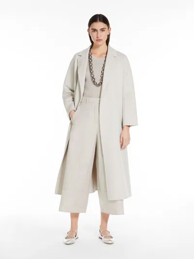 's Max Mara Esturia Light Grey Coat With Matching Belt In Wool Woman