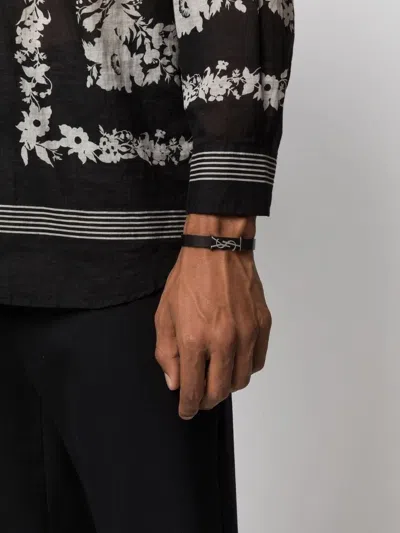 Saint Laurent Black Opyum Leather Bracelet