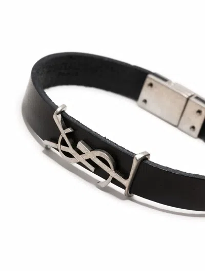 Saint Laurent Black Opyum Leather Bracelet
