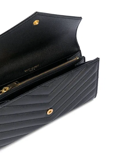 Saint Laurent Chevron Pattern Monogram Large Wallet