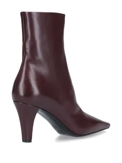 Saint Laurent Jill 75 Booties In Smooth Leather Shoes In Brown