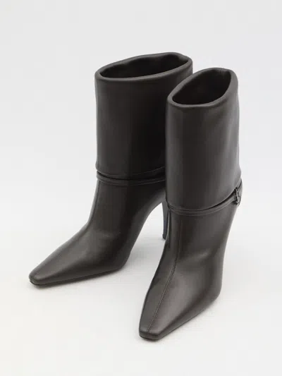 Saint Laurent Niki Smooth Leather Ankle Boots Shoes In Black