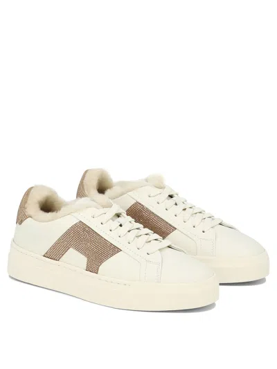 Santoni "double Buckle" Rhinestone-embellished Sneakers In White