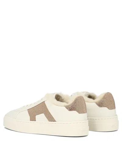 Santoni "double Buckle" Rhinestone-embellished Sneakers In White