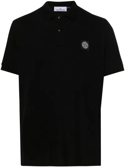 Stone Island Black Piquet Polo Shirt