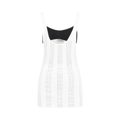 Attico Flat Ribbed Jersey Tank Top In White