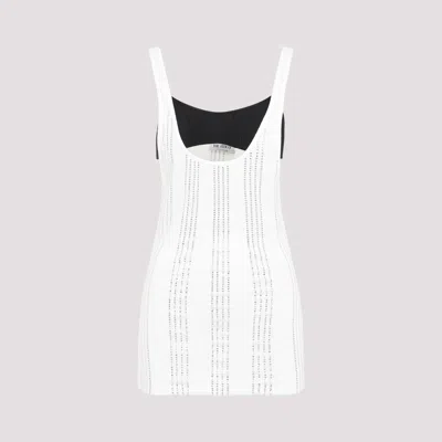 Attico Flat Ribbed Jersey Tank Top In White