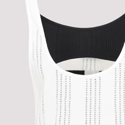 Attico Flat Ribbed Jersey Tank Top In White