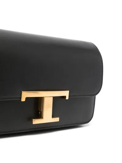 Tod's Calfskin Shoulder Bag With Sleek Design And Gold Hardware Accent