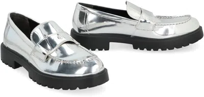 Tory Burch Metallic Slip-on Loafers With Blunt Toe