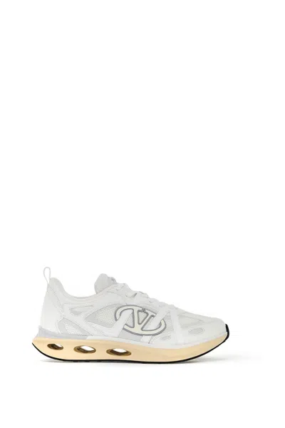 Valentino Garavani White Leather And Fabric Vlogo Easyjog Sneakers