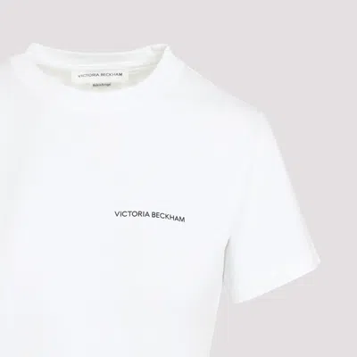 Victoria Beckham Womens White Logo-print Regular-fit Organic-cotton Jersey T-shirt Xl