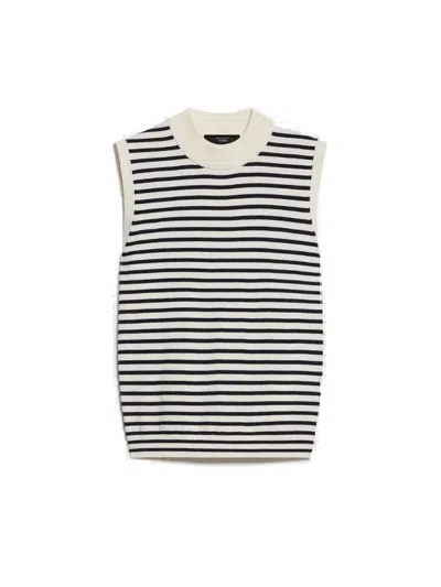 Weekend Max Mara Nazione Striped Stretch Viscose Top 24253660716 Col 010