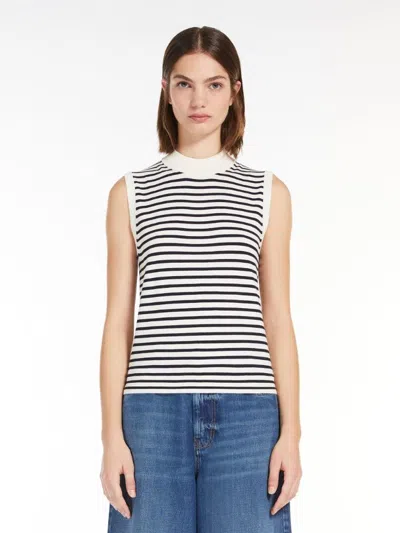 Weekend Max Mara Nazione Striped Stretch Viscose Top 24253660716 Col 010