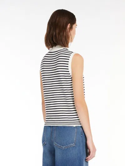 Weekend Max Mara Nazione Striped Stretch Viscose Top 24253660716 Col 010