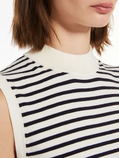 Weekend Max Mara Nazione Striped Stretch Viscose Top 24253660716 Col 010