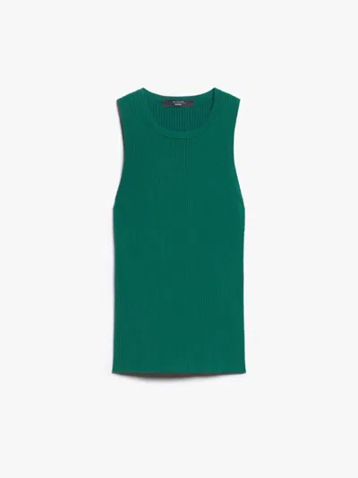 Weekend Max Mara Womens Green Sleeveless Slim-fit Knitted Top