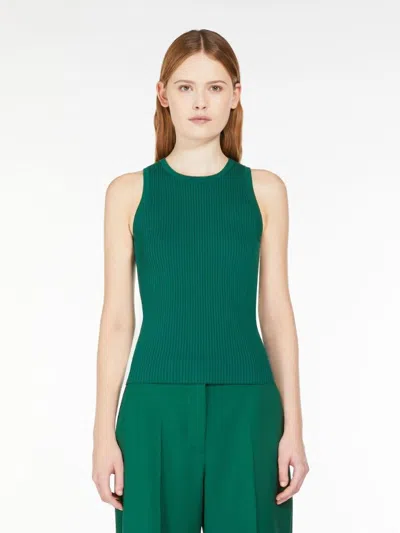 Weekend Max Mara Womens Green Sleeveless Slim-fit Knitted Top