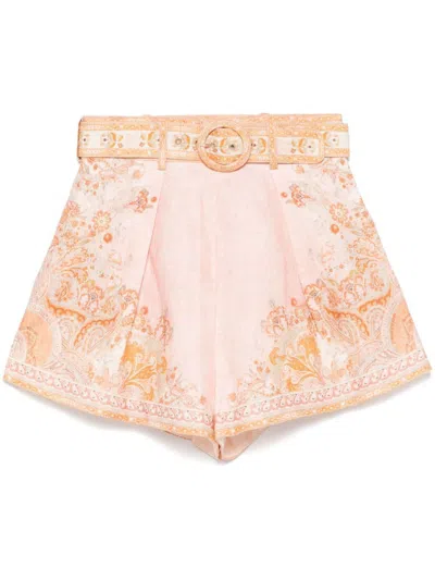 Zimmermann Acacia Linen Shorts In Pink