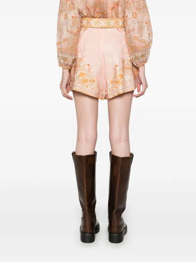 Zimmermann Acacia Linen Shorts In Pink
