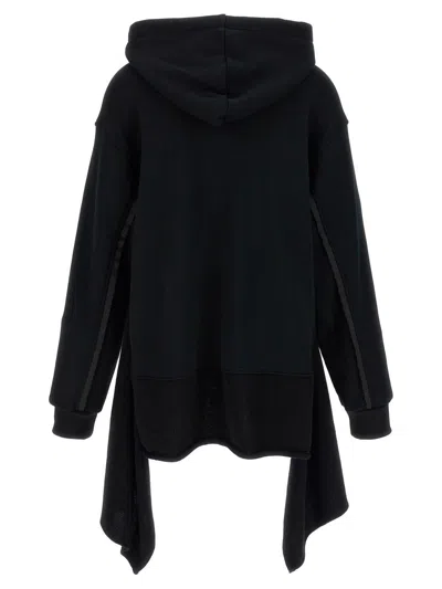 Undercover Two-material Hoodie With Asymmetrical Wool Inserts In Black