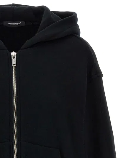 Undercover Two-material Hoodie With Asymmetrical Wool Inserts In Black