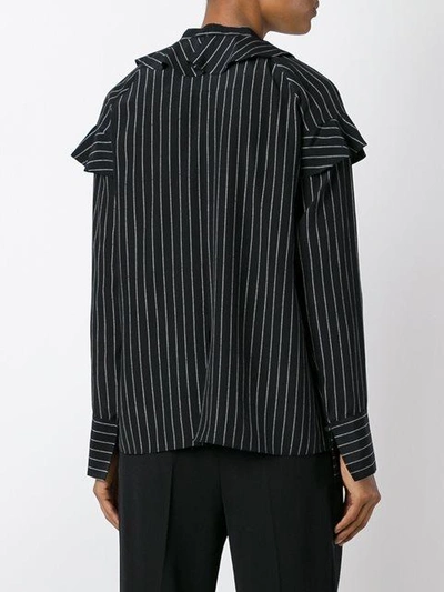 Shop Givenchy Pinstripe Ruffle Shirt - Black