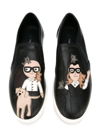 Shop Dolce & Gabbana Karl Slip-on Sneakers - Black