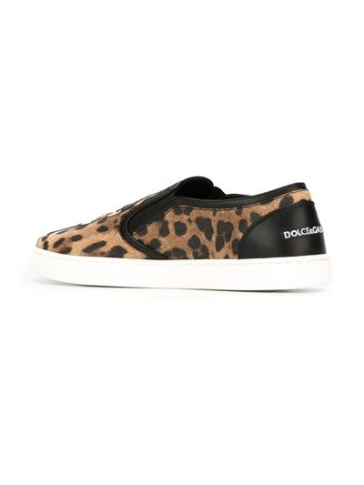 Shop Dolce & Gabbana Leopard Slip On Leather Sneakers